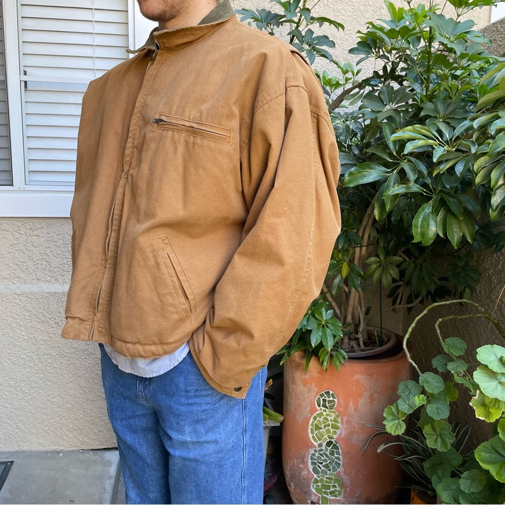 Vintage tan Noatak outdoor spot cotton jacket with faux fur lining